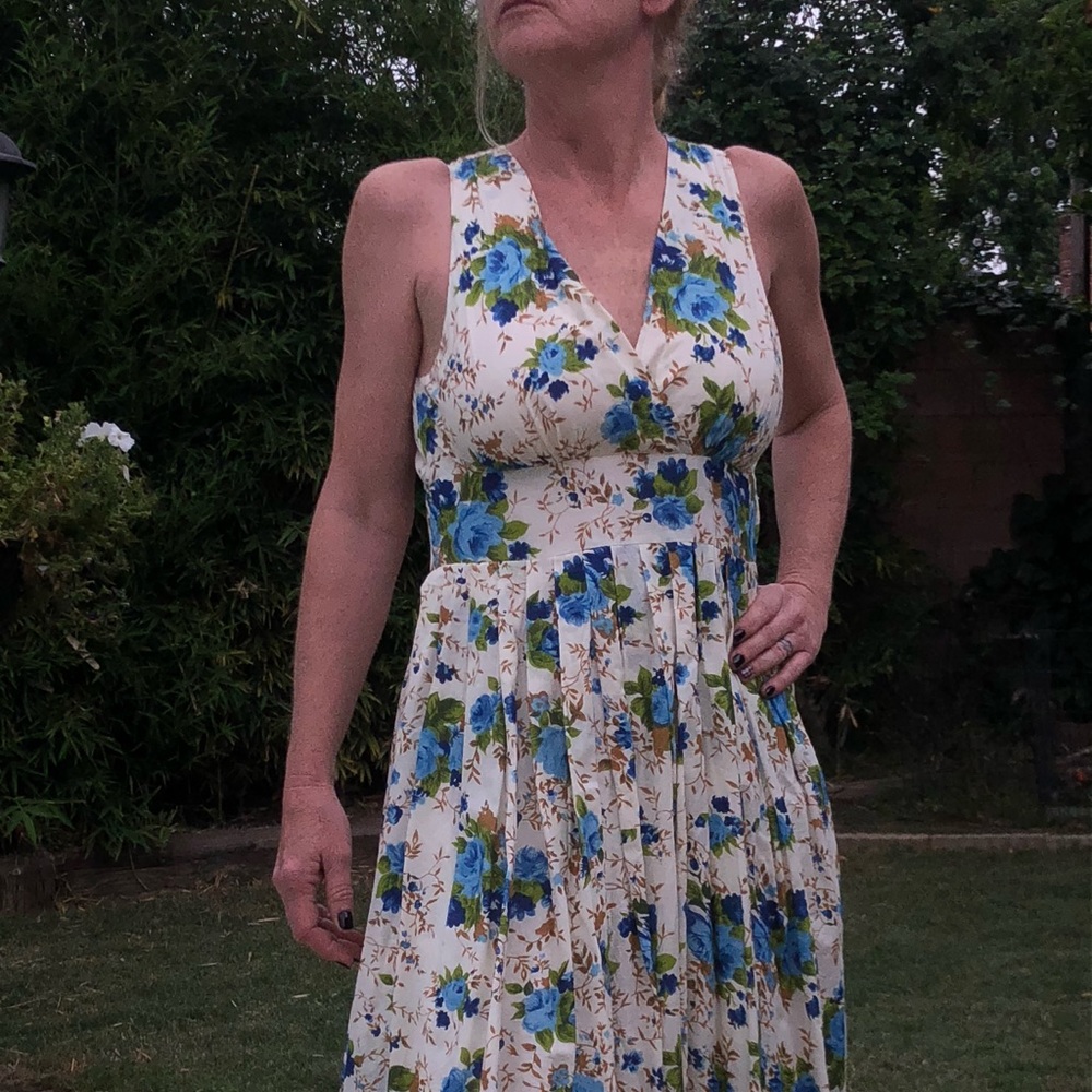 Blue White Flowered Dapper Day Dress